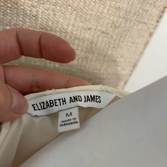 Elizabeth and James White Peplum Chiffon Blouse M - Picture 7 of 8